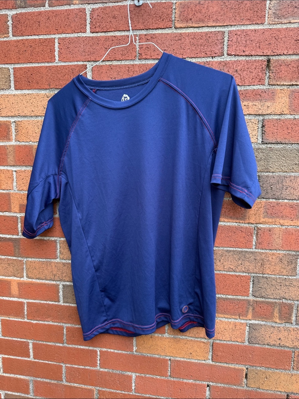 Mr. Swim Navy Blue Short Sleeve Rash Guard Swim Shirt Size Medium UPF Beach Pool